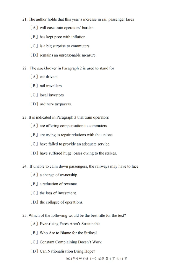 2021年考研英语一真题可复制搜索查词_考研真题_x_英语一真题+解析［80-25］_英语一2010-2024真题及解析_2010-2024考研英语一真题（PDF）