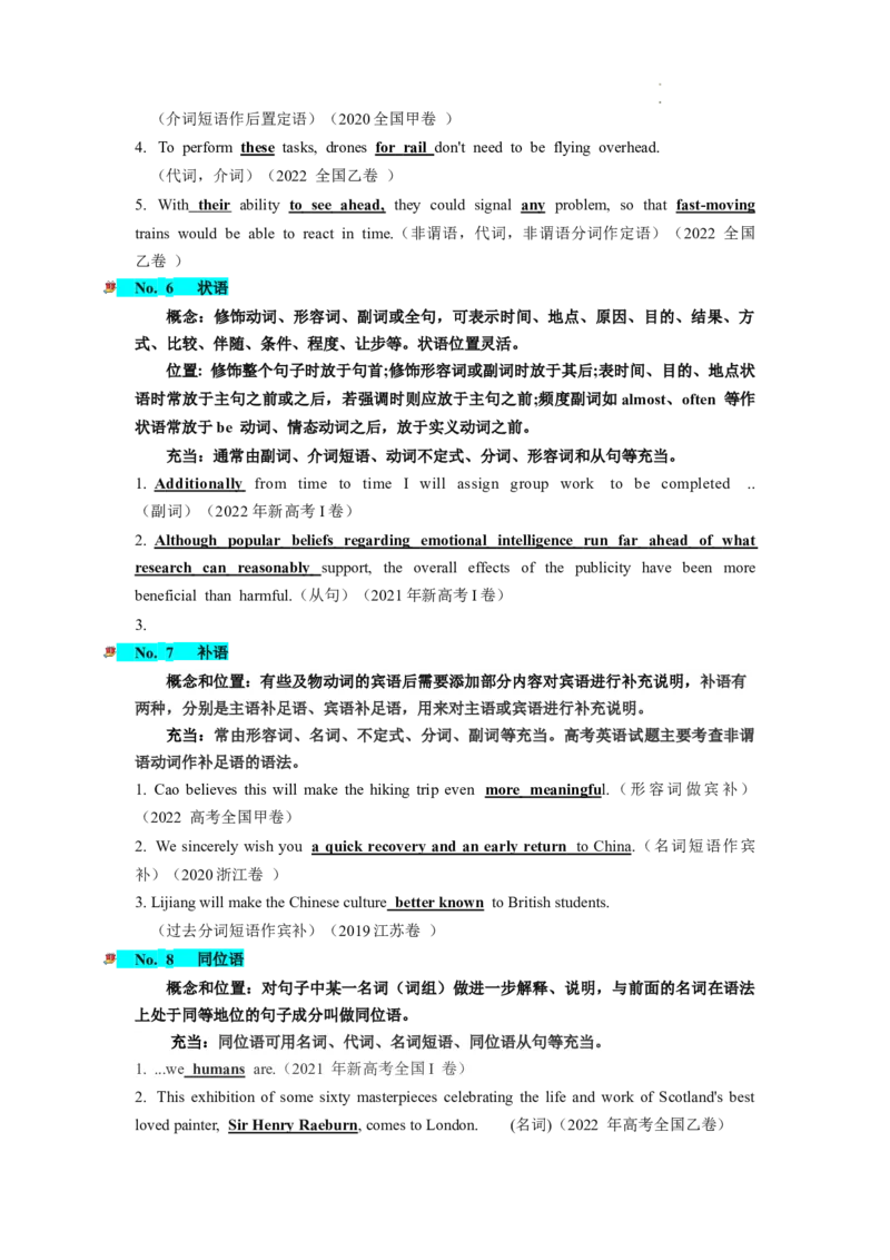 第08讲句子成分+基本句型+句子种类+长难句（讲义）-2024年高考英语一轮复习讲练测（新教材新高考）（原卷版）_03高考英语_新高考复习资料_2024年新高考资料_一轮复习资料_第一部分语法