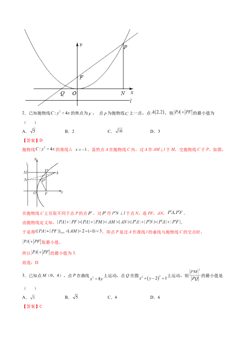 第07讲抛物线(精练）（教师版）_02高考数学_新高考复习资料_2023年新高考资料_一轮复习_2023新高考数学一轮复习讲练测（新教材新高考）