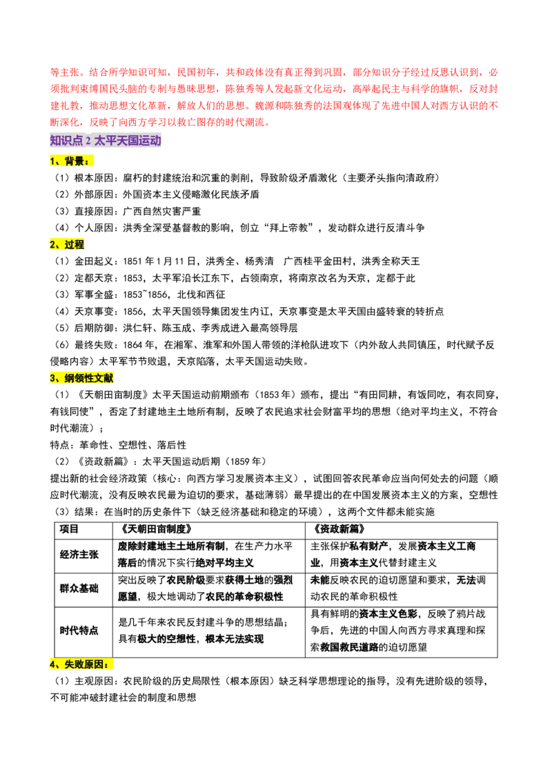 第11讲国家出路的探索和挽救民族危亡的斗争（讲义）（解析版）_07高考历史_2025年新高考资料_一轮复习_2025年高考历史一轮复习讲练测（新教材新高考）（完结）_讲义+练习