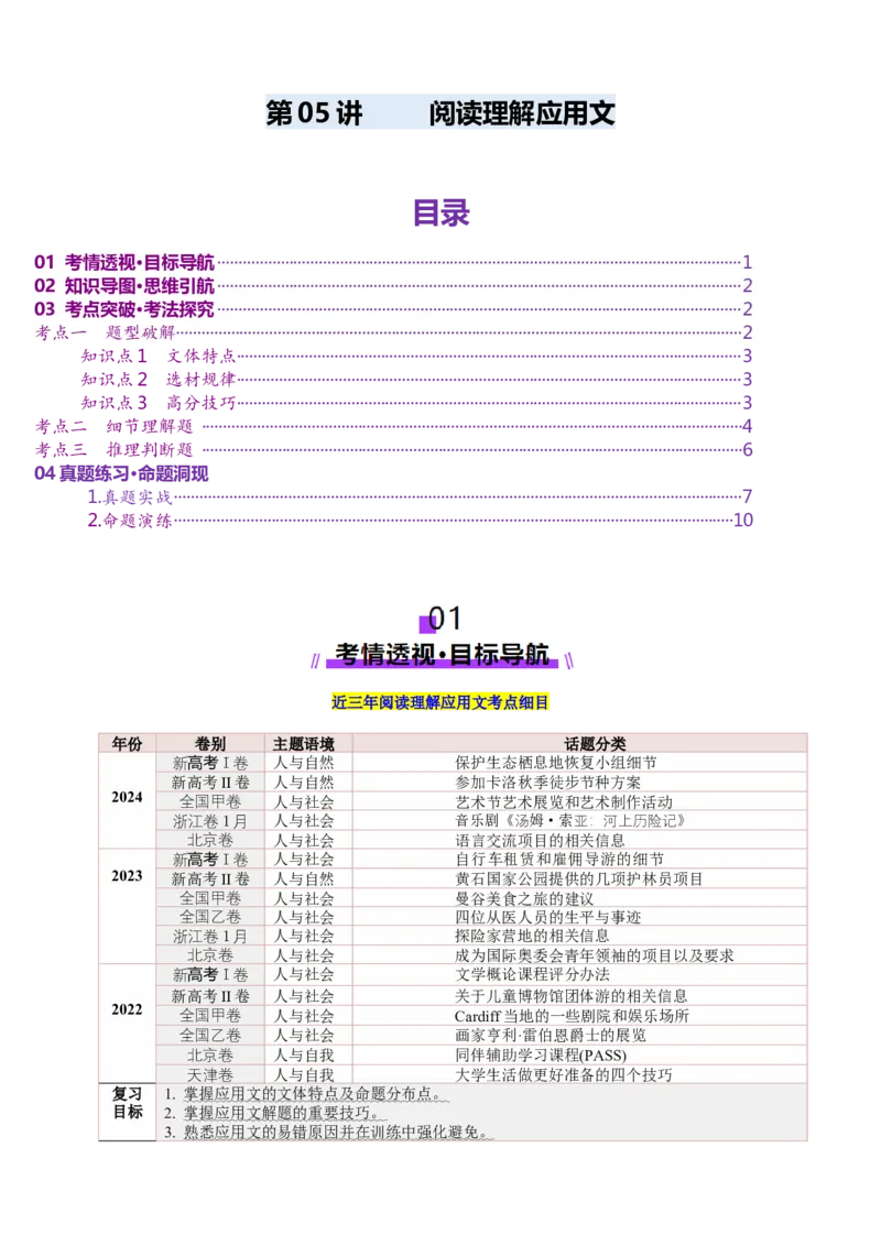 第05讲阅读理解应用文（讲义）-（原卷版）_03高考英语_2025年新高考资料_一轮复习_2025年高考英语一轮复习讲练测（新教材新高考，含2024年高考真题）_阅读