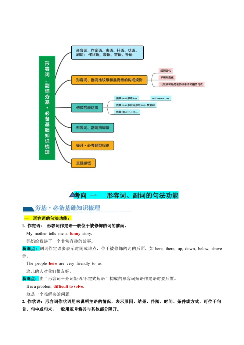 第05讲形容词和副词（讲义）-2024年高考英语一轮复习讲练测（新教材新高考）（解析版）_03高考英语_新高考复习资料_2024年新高考资料_一轮复习资料_第一部分语法