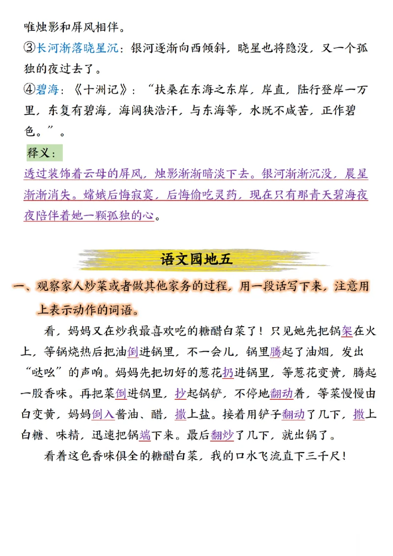 四年级上册语文园地1-8单元考点汇总(1)_小学1-6年级常用的上册资源汇总_四年级上册资料(1)