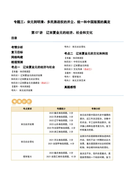 第07讲辽宋夏金元的经济、社会和文化（解析版）_07高考历史_2024年新高考资料_1.2024一轮复习_2024年高考历史一轮复习讲练测（新教材新高考）_548