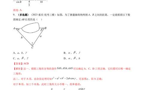 第04讲解三角形（练习）（解析版）_02高考数学_新高考复习资料_2024年新高考资料_一轮复习资料_完2024年高考数学一轮复习讲练测(课件+讲义+练习)（新高考）