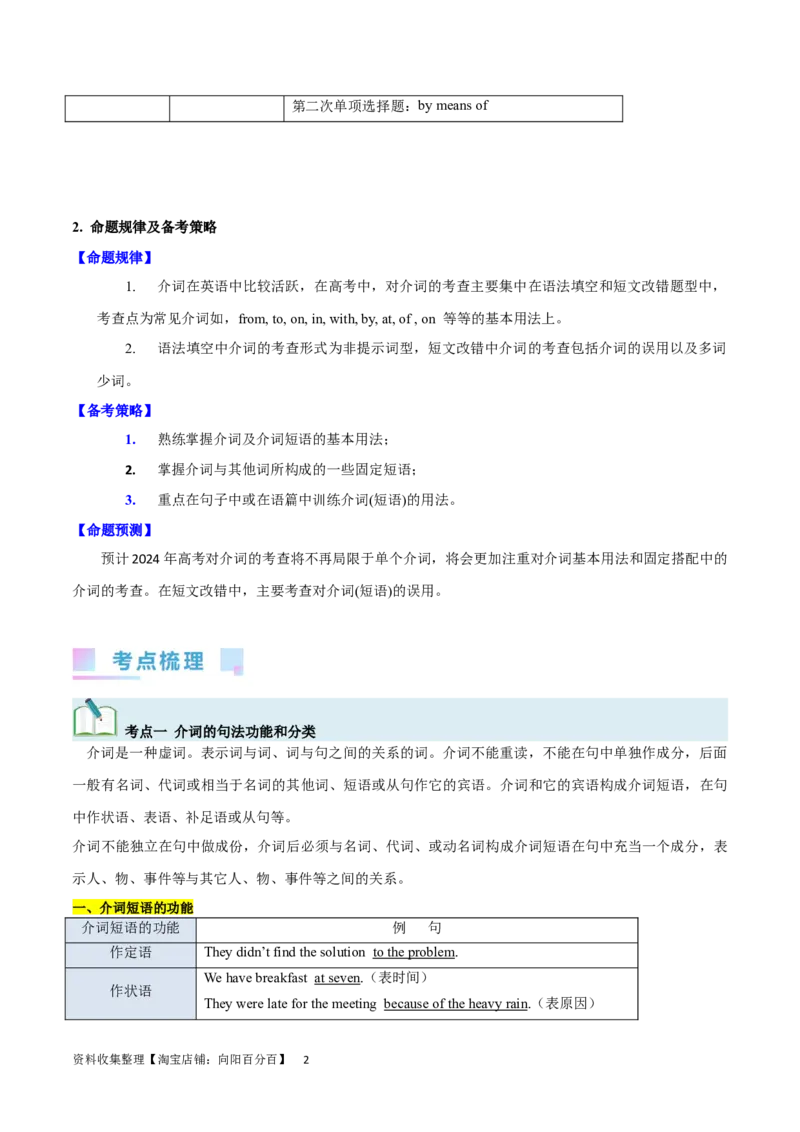 第10讲介词（短语）（核心考点精讲精练）(原卷版)-备战2024年高考英语一轮复习考点帮（全国通用）_03高考英语_通用版（老高考）复习资料_2024年复习资料_第二部分语法