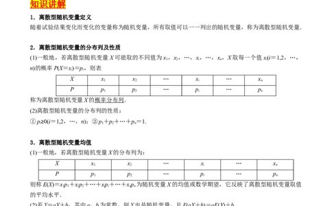 第07讲离散型随机变量的分布列与数字特征（教师版）_2025年新高考资料_一轮复习_备战2025年高考数学一轮复习考点帮_备战2025年高考数学一轮复习考点帮（新高考通用）（完结）