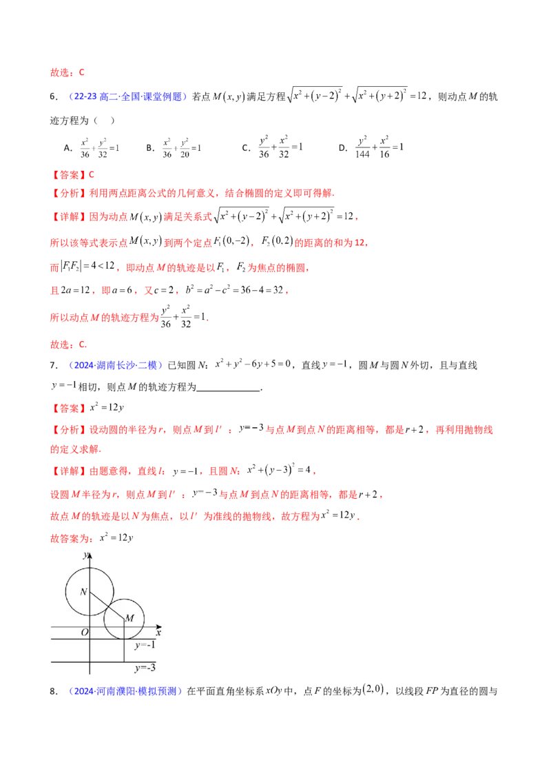 第12讲圆锥曲线中的轨迹方程（教师版）_2025年新高考资料_一轮复习_备战2025年高考数学一轮复习考点帮_备战2025年高考数学一轮复习考点帮（新高考通用）（完结）_第二部分专项讲义