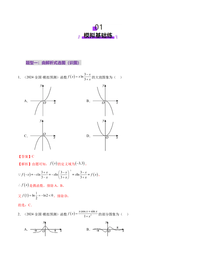第06讲函数的图象（九大题型）（练习）（解析版）_2025年新高考资料_一轮复习_2025年高考数学一轮复习讲练测（新教材新高考，含2024高考真题）_第二章函数与基本初等函数