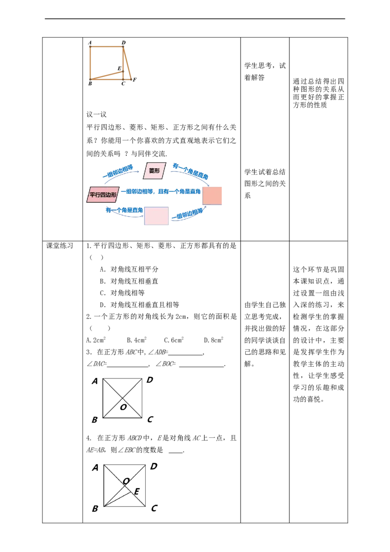 核心素养目标1.3.1正方形的性质教学设计_北师大初中数学_9上-北师大版初中数学_01课件+教案核心素养目标_教案