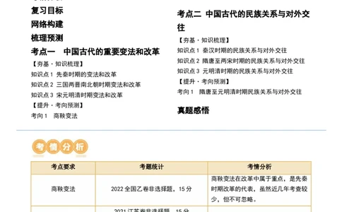 第10讲中国古代的变法改革、民族关系与对外交往（解析版）_07高考历史_新高考复习资料_2024年新高考复习资料_一轮复习资料_讲义+练习_486