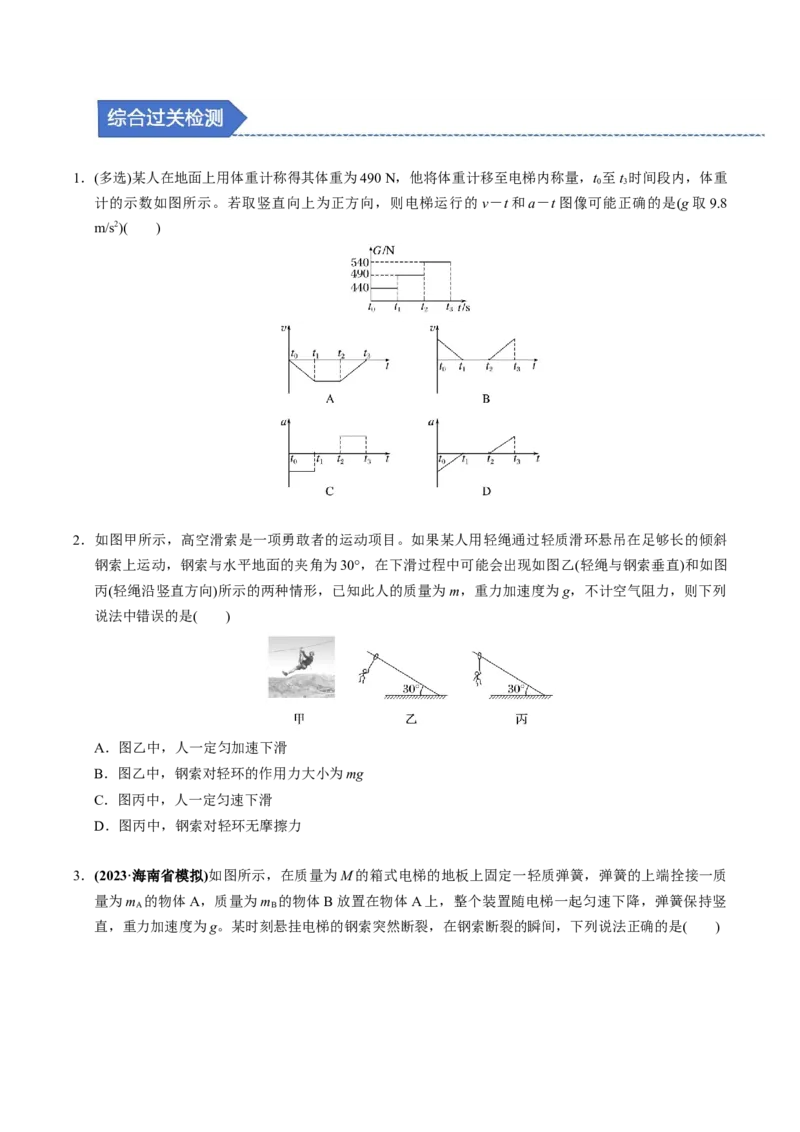 第07讲牛顿第一、第二运动定律三大题型（举一反三）（原卷版）_03高考英语_2025年新高考资料_二轮复习_01高考语文等多个文件_备战2025年高考物理举一反三系列（新高考通用）