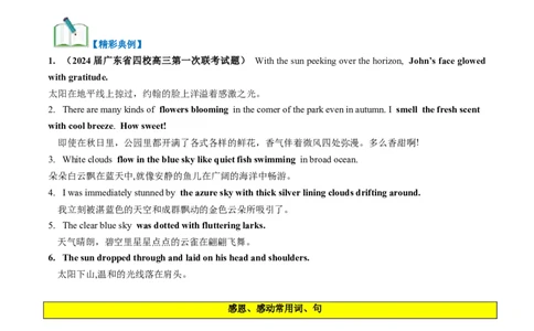 第10讲读后续写心理活动之积极情绪描写（讲义）_03高考英语_新高考复习资料_2024年新高考资料_一轮复习资料_完2024年高考英语一轮复习讲练测(课件+讲义+练习)（新高考）