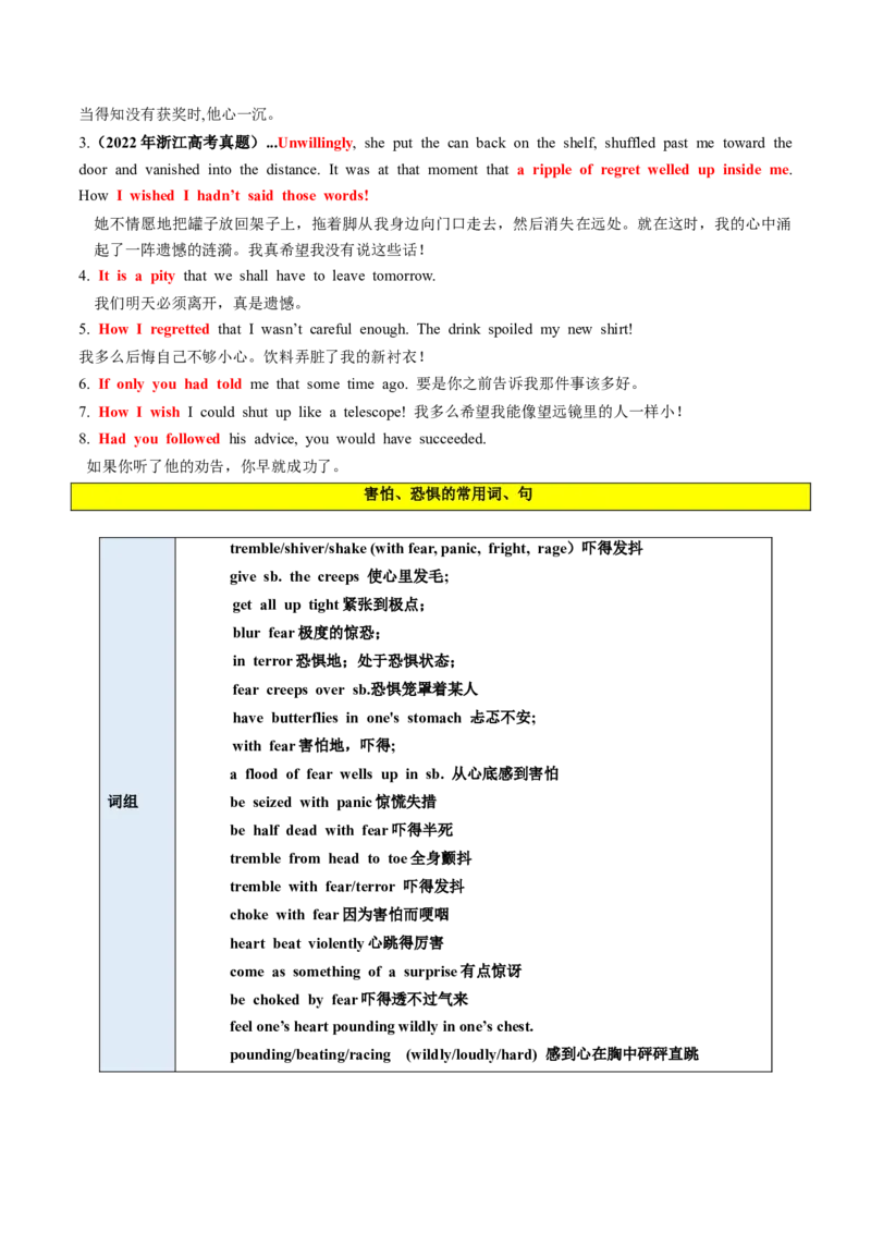 第11讲读后续写心理活动之消级情绪（悲伤、害怕、失望等）（讲义）_03高考英语_新高考复习资料_2024年新高考资料_一轮复习资料_第七部分读后续写高频考点话题分类
