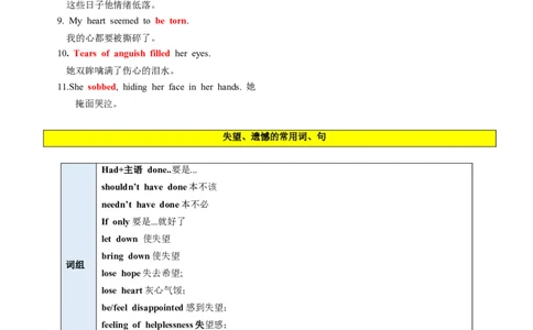 第11讲读后续写心理活动之消级情绪（悲伤、害怕、失望等）（讲义）_03高考英语_新高考复习资料_2024年新高考资料_一轮复习资料_第七部分读后续写高频考点话题分类