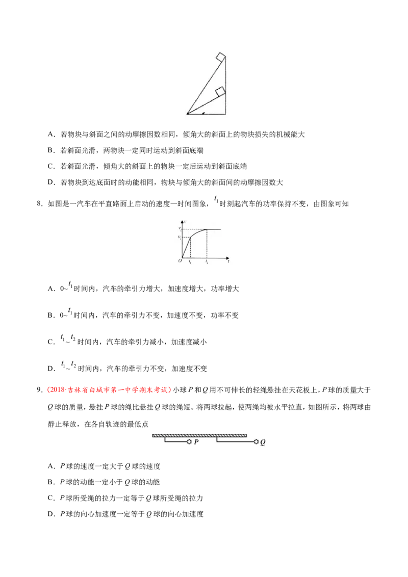 专题06机械能守恒定律-备战2019年高考物理之纠错笔记系列（原卷版）_04高考物理_新高考复习资料_2022年新高考复习资料_高考物理2022年一轮复习各版本_赠19年高考物理纠错笔记_723