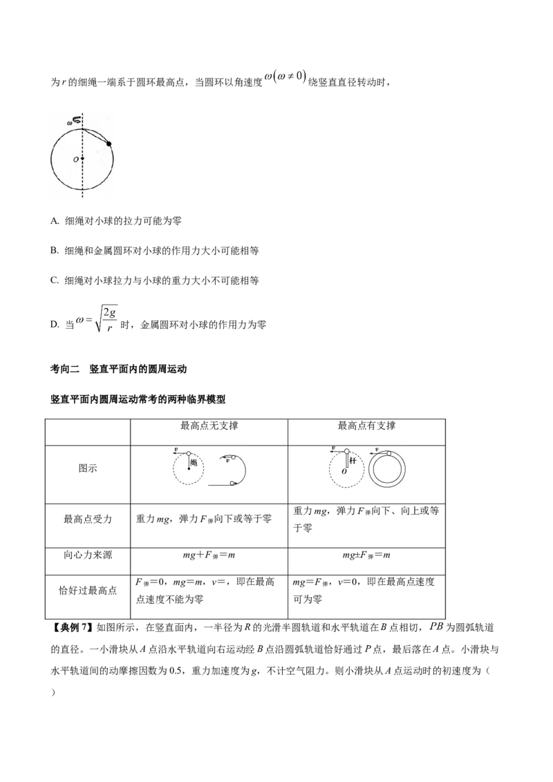 专题06圆周运动2022-2023高考三轮精讲突破训练（全国通用）（原卷版）_04高考物理_通用版（老高考）复习资料_2023年复习资料_三轮复习_2023年高考物理三轮精讲突破训练全国通用