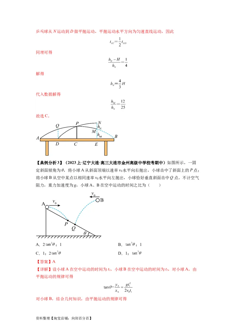 专题04曲线运动常考模型（解析版）_04高考物理_新高考复习资料_2024新高考复习资料_二轮复习资料_2024年高考物理二轮热点题型归纳与变式演练（新高考通用）_答案解析版