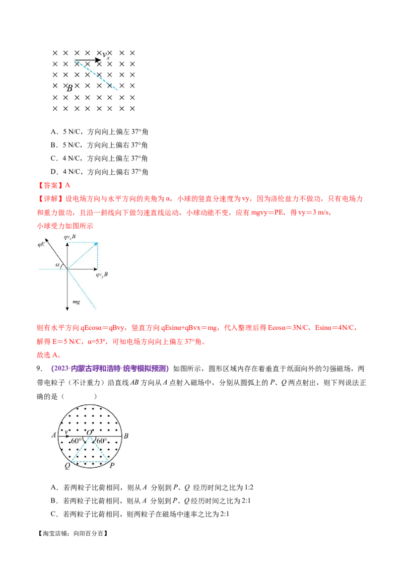 专题10磁场带电粒子在磁场中的运动（测试）（解析版）_04高考物理_新高考复习资料_2024新高考复习资料_二轮复习资料_2024年高考物理二轮复习讲练测（新教材新高考）