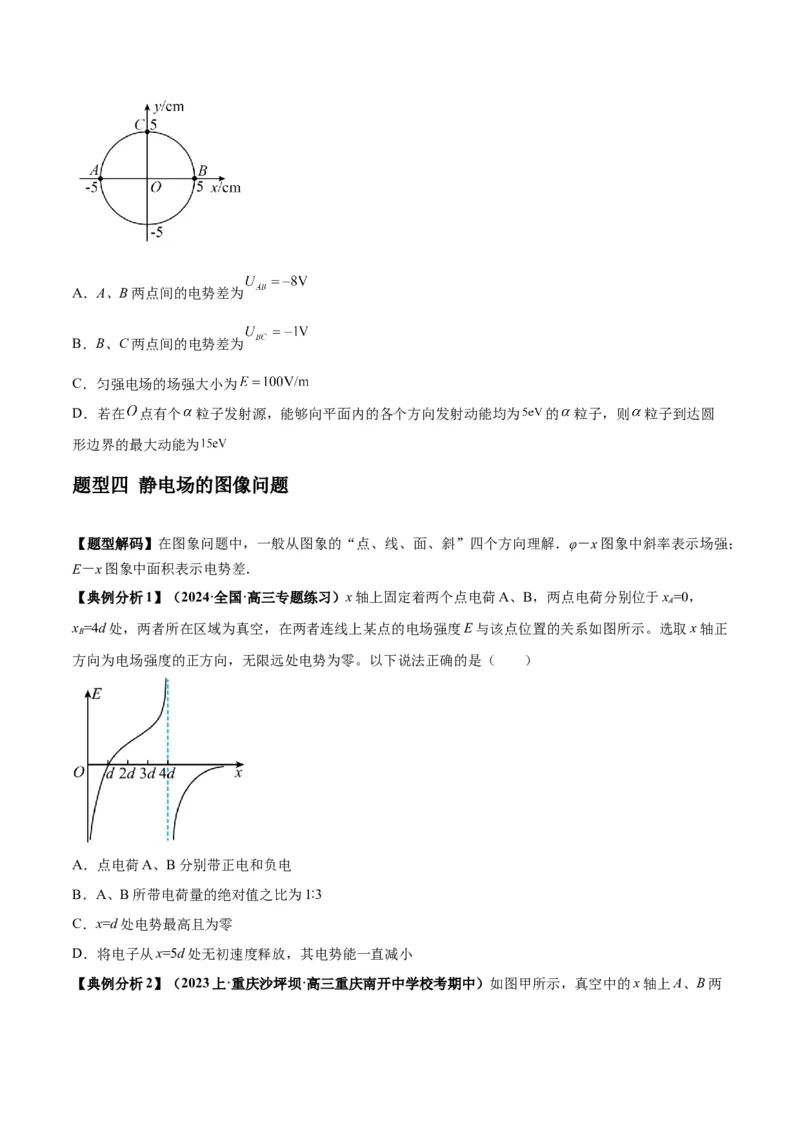 专题10电场性质的综合应用（原卷版）_04高考物理_新高考复习资料_2024新高考复习资料_二轮复习资料_2024年高考物理二轮热点题型归纳与变式演练（新高考通用）