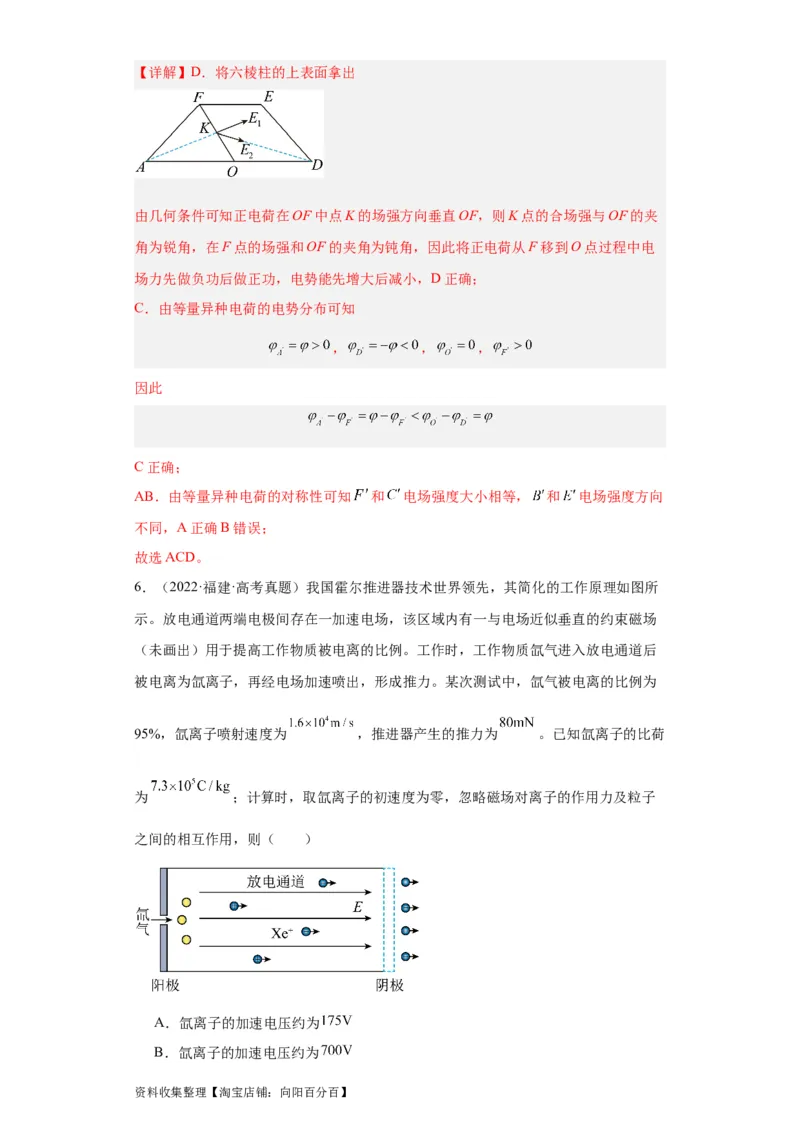 专题07电场(解析版)_04高考物理_通用版（老高考）复习资料_2024年复习资料_完五年（2019-2023）高考物理真题分项汇编（全国通用）