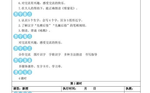 语文园地一教案_25秋1-6年级语文上册课件教案_25秋统编版语文一年级上册_统编版语文一年级上册教学资源包（25秋状元大课堂）_2.1语上教案_1.第一单元