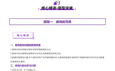 专题10磁场带电粒子在磁场中的运动（讲义）（原卷版）_04高考物理_2025年新高考资料_二轮复习_上好课2025年高考物理二轮复习讲练测（新高考通用）3381829