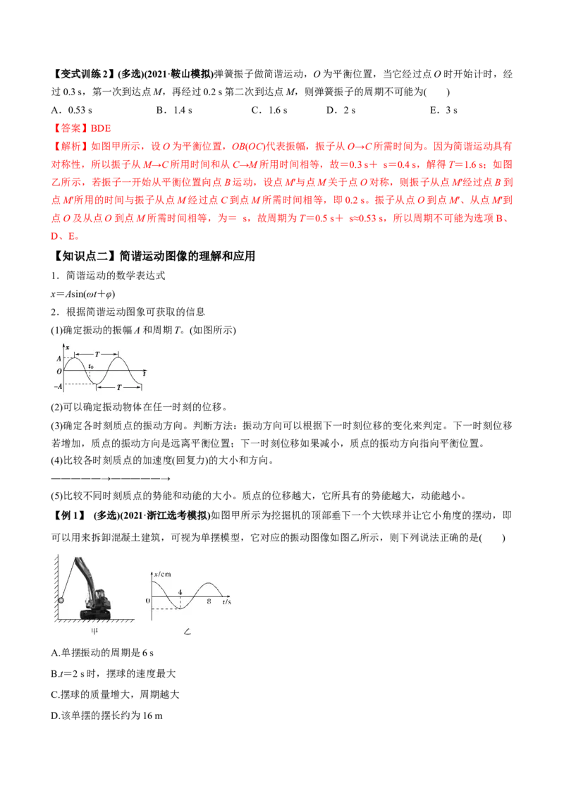 专题10.1简谐运动及其描述用单摆测量重力加速度讲解析版_04高考物理_新高考复习资料_2022年新高考复习资料_2022年高考物理一轮复习讲练测（新教材新高考）