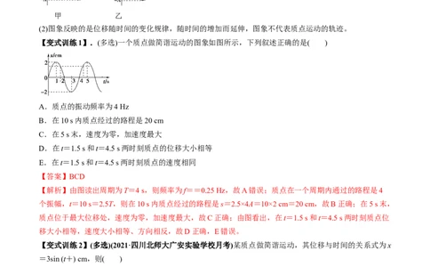 专题10.1简谐运动及其描述用单摆测量重力加速度讲解析版_04高考物理_新高考复习资料_2022年新高考复习资料_2022年高考物理一轮复习讲练测（新教材新高考）