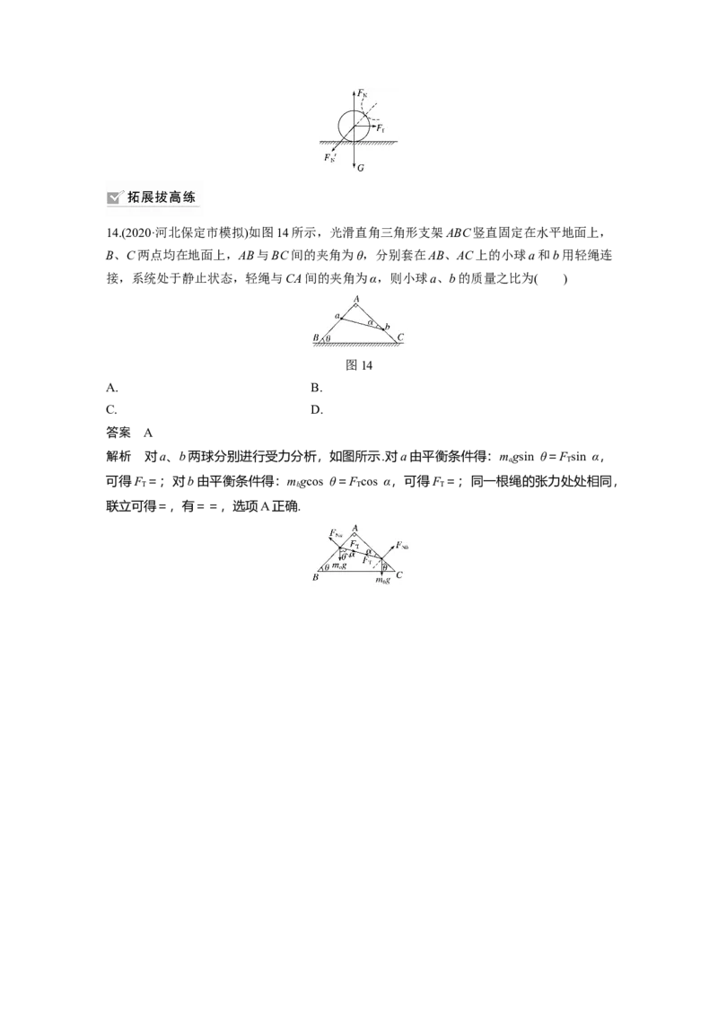 2022年高考物理一轮复习（新高考版2(粤冀渝湘)适用）第2章专题强化3受力分析　共点力平衡_04高考物理_新高考复习资料_2022年新高考复习资料_高考物理2022年一轮复习各版本