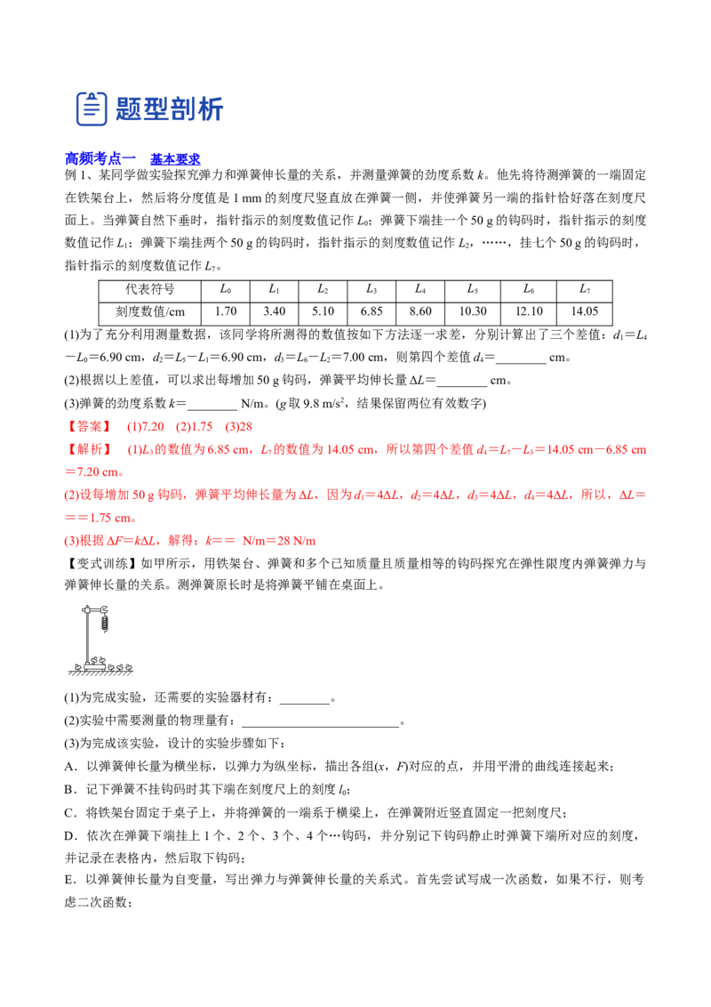 2.4实验二：探究弹力与弹簧伸长的关系（讲）--2023年高考物理一轮复习讲练测（全国通用）（解析版）_04高考物理_通用版（老高考）复习资料_2023年复习资料_一轮复习