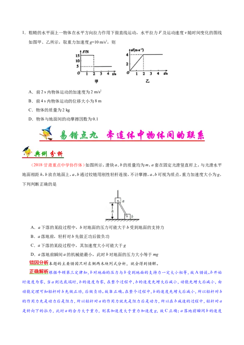 专题03牛顿运动定律-备战2019年高考物理之纠错笔记系列（原卷版）_04高考物理_新高考复习资料_2022年新高考复习资料_高考物理2022年一轮复习各版本_赠19年高考物理纠错笔记_800