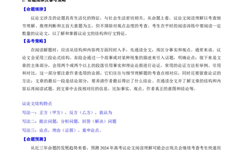 第29讲阅读理解议论文（核心考点精讲精练）（原卷版）_03高考英语_通用版（老高考）复习资料_2024年复习资料_完备战2024年高考英语一轮复习考点帮（全国通用）_第三部分阅读