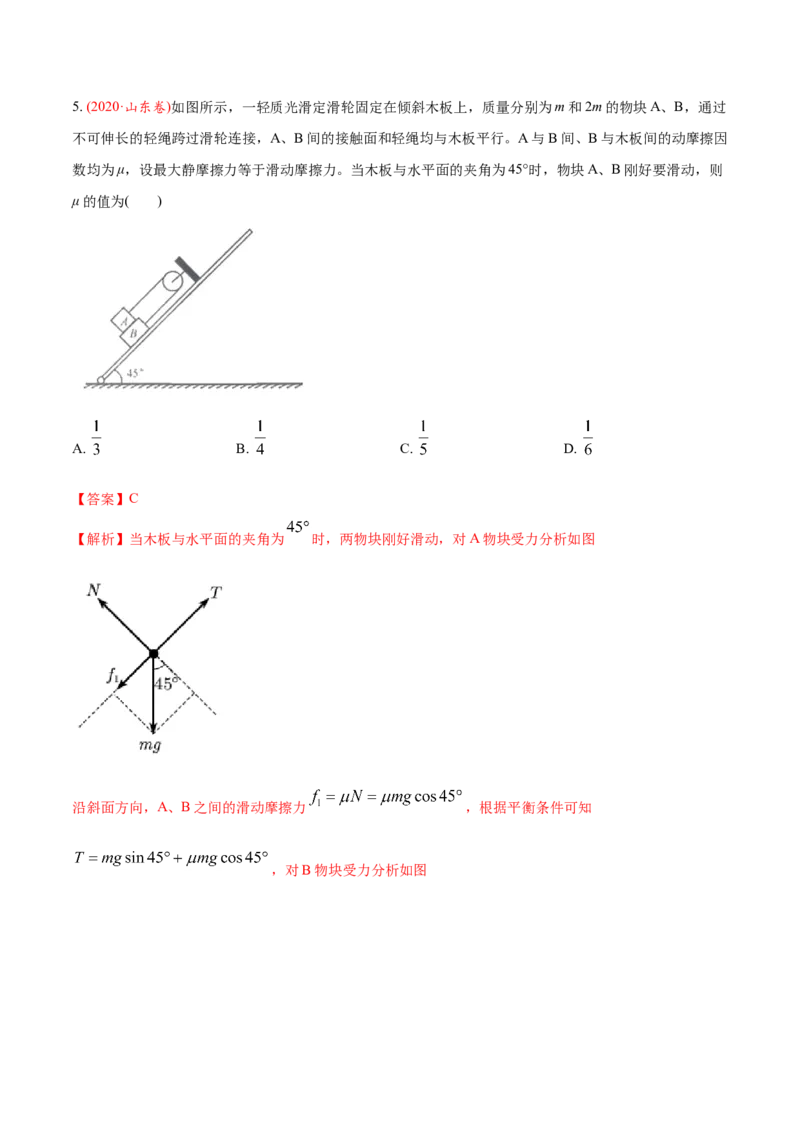 专题03相互作用-2020年高考真题和模拟题物理分类训练（教师版含解析）_04高考物理_新高考复习资料_2022年新高考复习资料_高考物理2022年一轮复习各版本