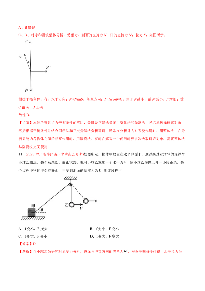 专题03相互作用-2020年高考真题和模拟题物理分类训练（教师版含解析）_04高考物理_新高考复习资料_2022年新高考复习资料_高考物理2022年一轮复习各版本