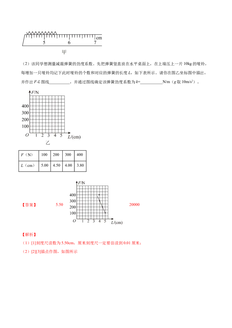 2.4实验二：探究弹力与弹簧伸长的关系（练）--2023年高考物理一轮复习讲练测（全国通用）（解析版）_04高考物理_通用版（老高考）复习资料_2023年复习资料_一轮复习