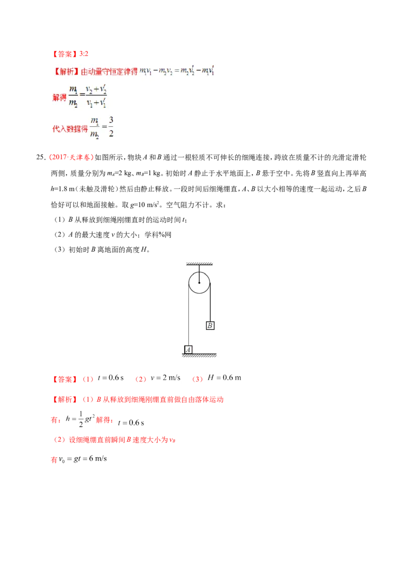 专题07动量守恒定律-备战2019年高考物理之纠错笔记系列（解析版）_04高考物理_新高考复习资料_2022年新高考复习资料_高考物理2022年一轮复习各版本_赠19年高考物理纠错笔记_712