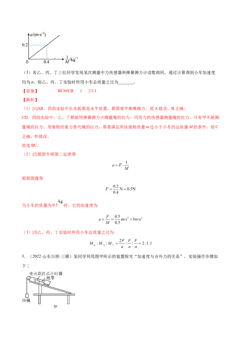3.3实验四：探究加速度与力、质量的关系（练）--2023年高考物理一轮复习讲练测（全国通用）（解析版）_04高考物理_通用版（老高考）复习资料_2023年复习资料_一轮复习