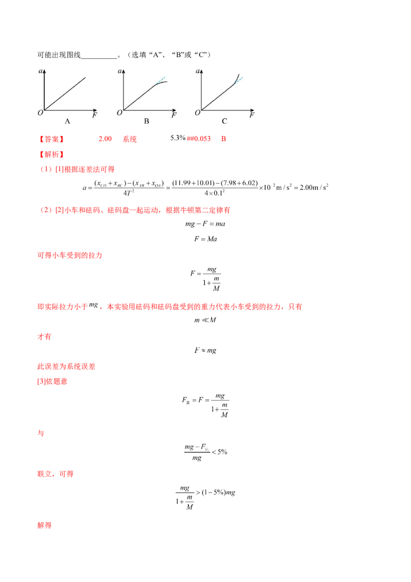 3.3实验四：探究加速度与力、质量的关系（练）--2023年高考物理一轮复习讲练测（全国通用）（解析版）_04高考物理_通用版（老高考）复习资料_2023年复习资料_一轮复习