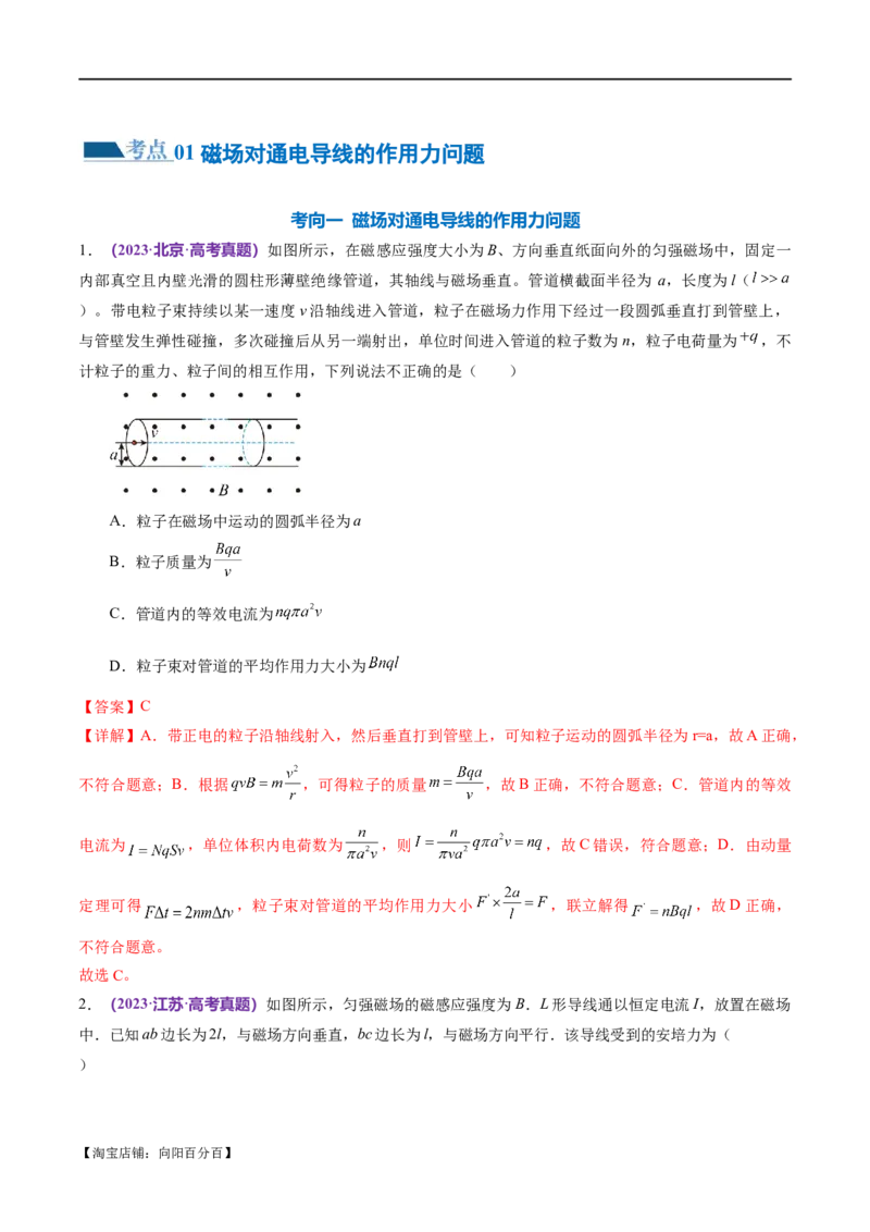 专题10磁场带电粒子在磁场中的运动（练习）（解析版）_04高考物理_新高考复习资料_2024新高考复习资料_二轮复习资料_2024年高考物理二轮复习讲练测（新教材新高考）