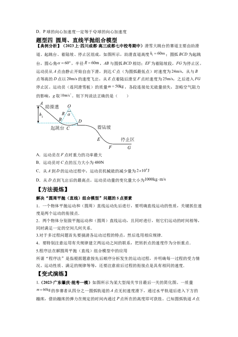 专题04曲线运动常考模型（原卷版）_04高考物理_新高考复习资料_2024新高考复习资料_二轮复习资料_2024年高考物理二轮热点题型归纳与变式演练（新高考通用）