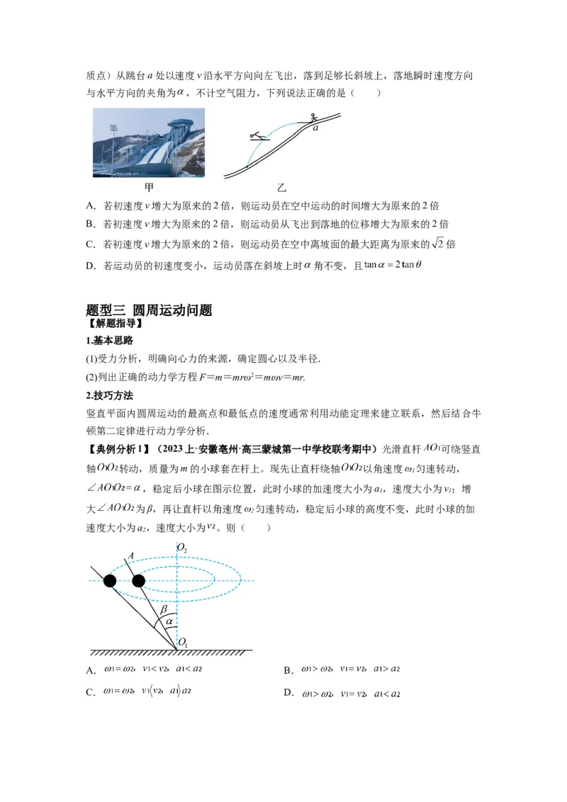 专题04曲线运动常考模型（原卷版）_04高考物理_新高考复习资料_2024新高考复习资料_二轮复习资料_2024年高考物理二轮热点题型归纳与变式演练（新高考通用）