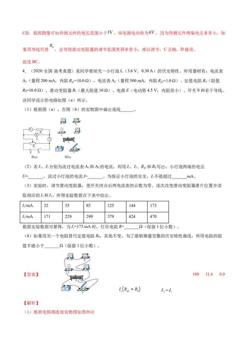 9.4实验十：描绘小电珠的伏安特性曲线（练）--2023年高考物理一轮复习讲练测（全国通用）（解析版）_04高考物理_通用版（老高考）复习资料_2023年复习资料_一轮复习