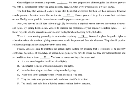 第19讲阅读理解七选五（练）-2024年高考英语一轮复习讲练测（新教材新高考）（原卷版）_03高考英语_新高考复习资料_2024年新高考资料_一轮复习资料_第二部分阅读理解