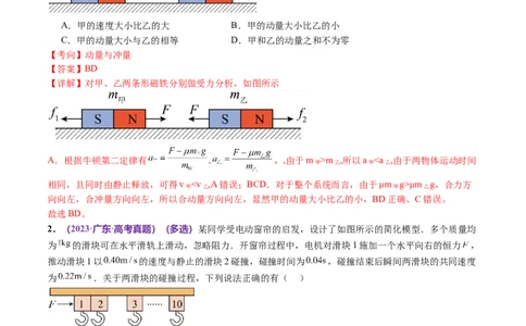 专题07动量定理动量守恒定律（讲义）（解析版）_04高考物理_新高考复习资料_2024新高考复习资料_二轮复习资料_2024年高考物理二轮复习讲练测（新教材新高考）_教师版（含答案解析）