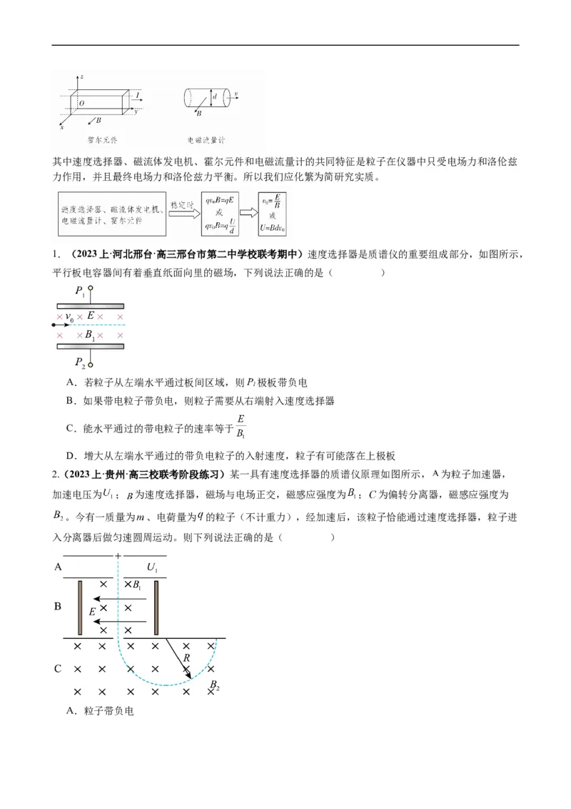 专题13带电粒子在组（复）合场中的运动（原卷版）_04高考物理_新高考复习资料_2024新高考复习资料_二轮复习资料_2024年高考物理二轮热点题型归纳与变式演练（新高考通用）