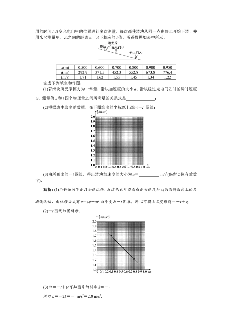 7实验一　研究匀变速直线运动　随堂检测巩固落实_04高考物理_新高考复习资料_2022年新高考复习资料_高考物理2022年一轮复习各版本_赠配套习题（含部分19届真题与模拟题）_656