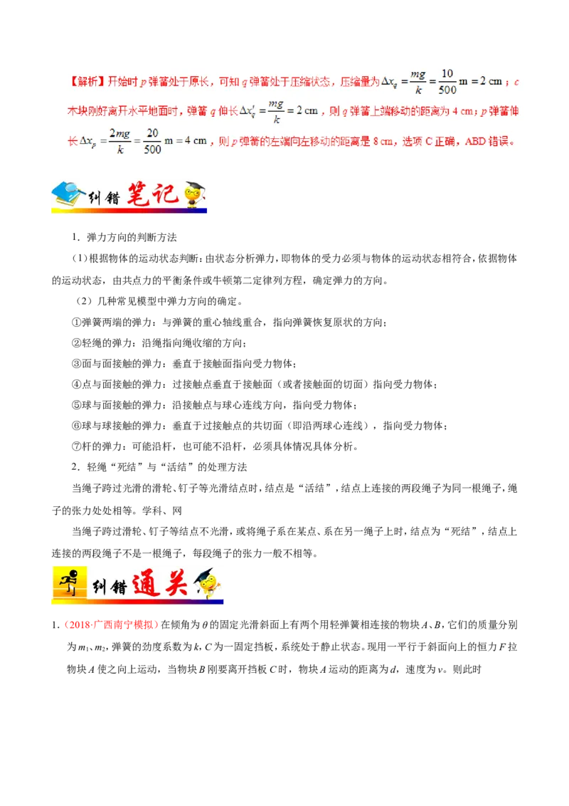 专题02相互作用-备战2019年高考物理之纠错笔记系列（解析版）_04高考物理_新高考复习资料_2022年新高考复习资料_高考物理2022年一轮复习各版本_赠19年高考物理纠错笔记_799