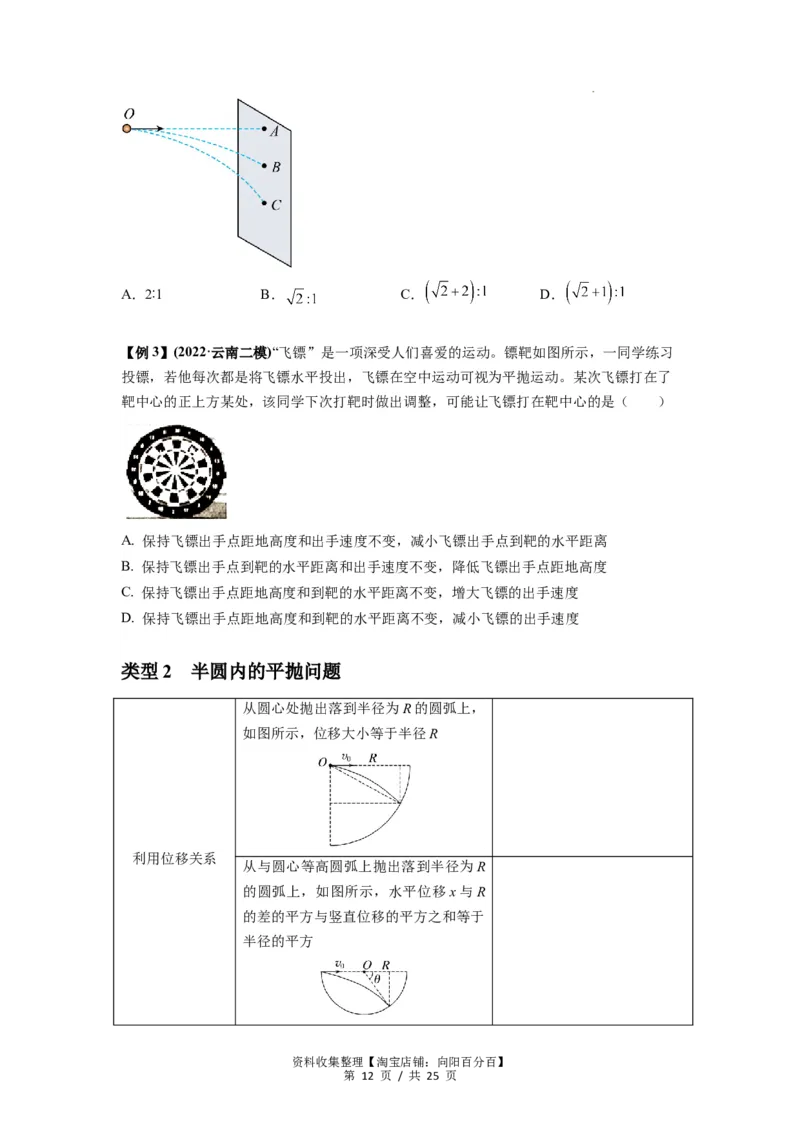 专题08抛体运动九大问题（原卷版）_04高考物理_新高考复习资料_2024新高考复习资料_一轮复习资料_完2024届高考物理一轮复习热点题型归类训练_专题08抛体运动九大问题