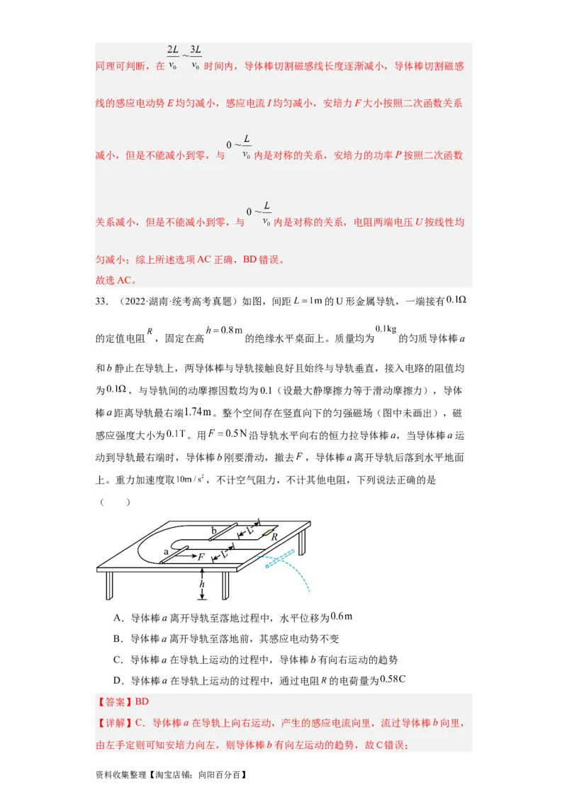 专题10电磁感应(解析版)_04高考物理_通用版（老高考）复习资料_2024年复习资料_完五年（2019-2023）高考物理真题分项汇编（全国通用）